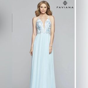 Faviana Sky Blue Prom Dress